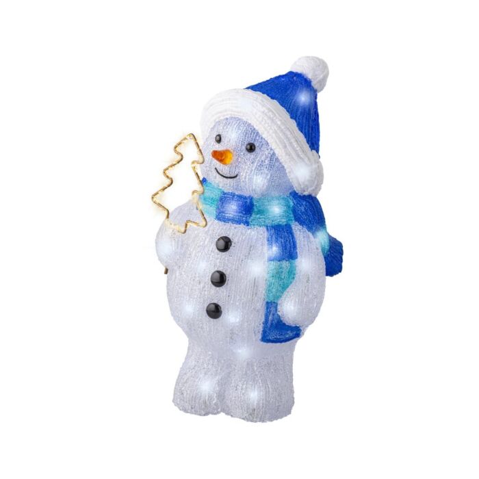 LED Figuur sneeuwpop acryl wit blauw 43 cm - Lumineo LED Figuur sneeuwpop acryl wit blauw 43 cm - Lumineo