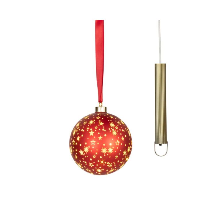 LED Glazen Kerstbal met Stermotief 14 cm - Lumineo
