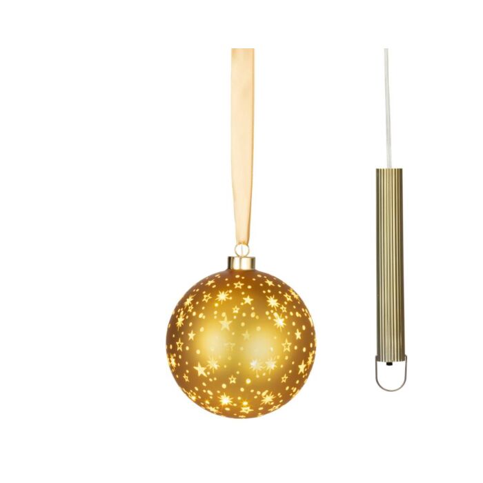 LED Glazen Kerstbal Goud met Micro LED 14 cm - Lumineo LED Glazen Kerstbal Goud met Micro LED 14 cm - Lumineo