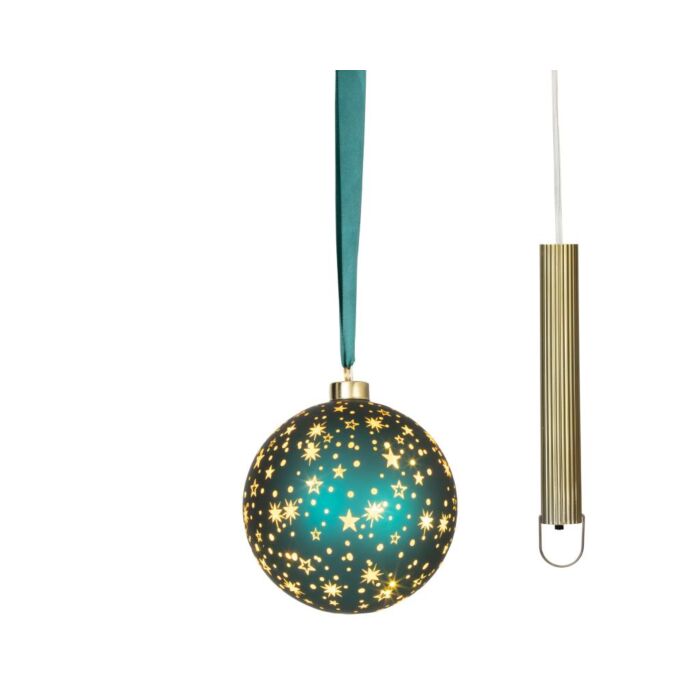 LED Glazen Kerstbal Smaragdgroen met Micro LED 14 cm - Lumineo LED Glazen Kerstbal Smaragdgroen met Micro LED 14 cm - Lumineo