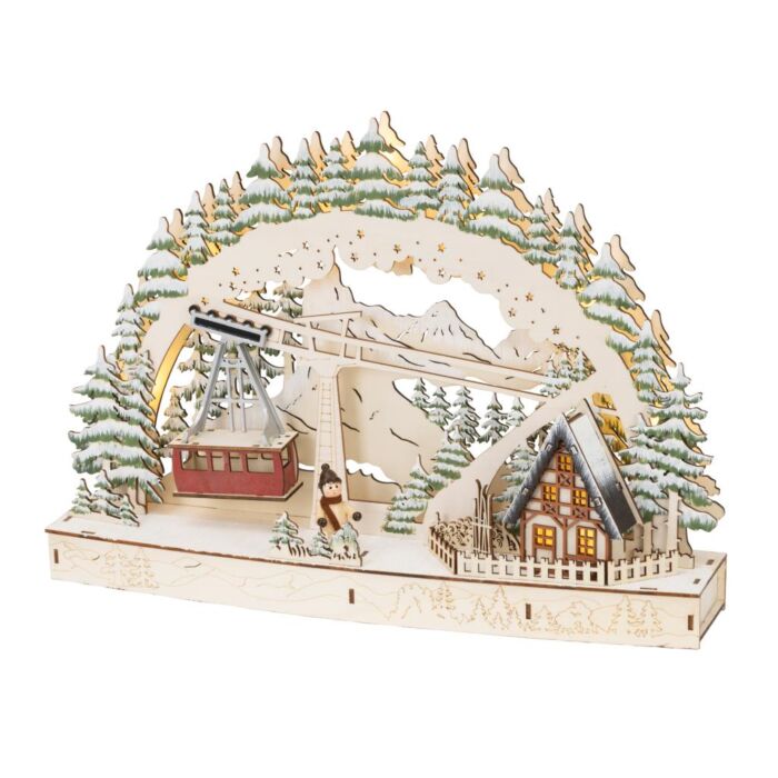 LED Houten Wintertafereel met Verlichting 44,5 cm - Lumineo LED Houten Wintertafereel met Verlichting 44,5 cm - Lumineo