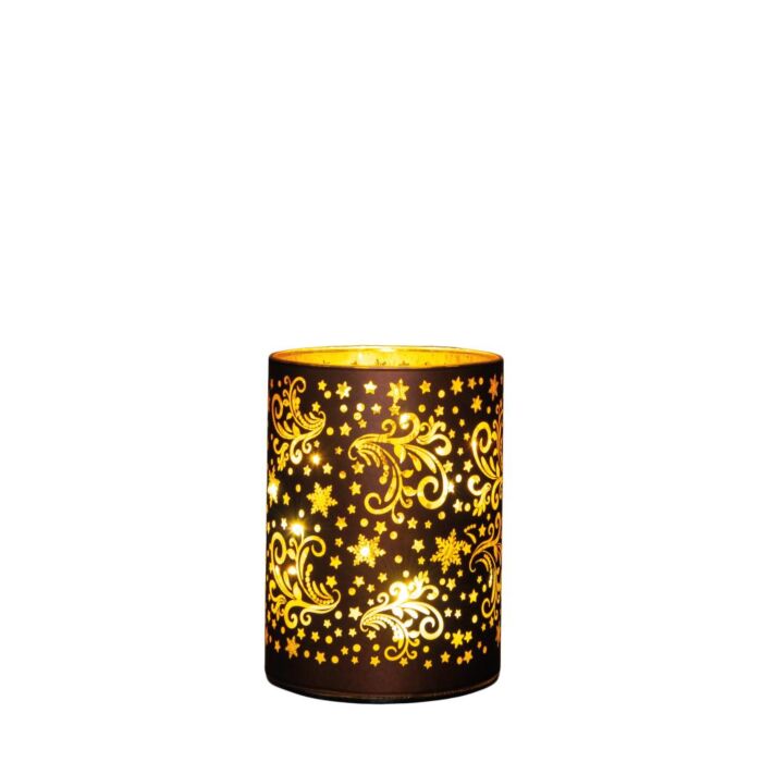 Glazen cilinder met sterren donkerbruin/goud 12 cm - Anna’s Collection Glazen cilinder met sterren donkerbruin/goud 12 cm - Anna’s Collection