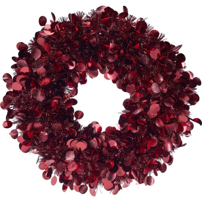 Tinsel Krans Donkerrood 46 cm
