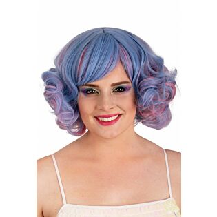 Pruik Arlene kort met krullen pastel