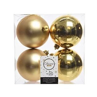 Kerstballen goud kunststof Ø 10 cm set van 4
