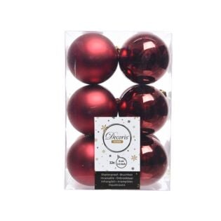 Shatterproof Plain Baubles Shiny-Matt Red 6 pcs