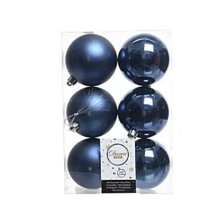 Kerstballen blauw kunststof Ø 8 cm set van 6
