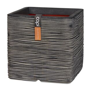 Bloempot Planter vierkant rib antraciet 40 cm - Capi