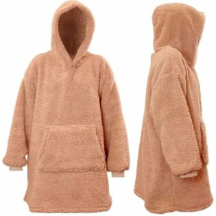 Hoodie oversized teddy trui oud roze onesize