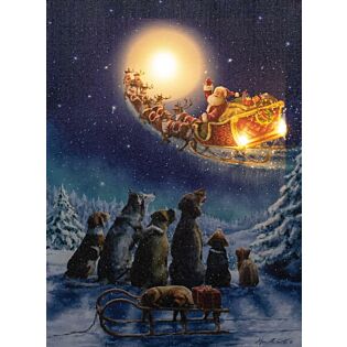 LED canvas honden volle maan 40 x 30 cm