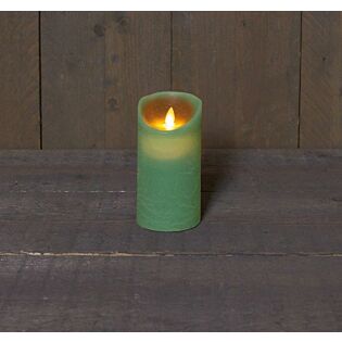 LED-kaars rustiek bewegende vlam jade groen 15 cm - Anna's Collection