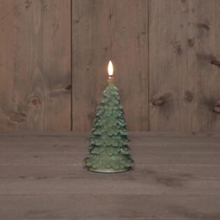 LED kaars kerstboom wax 20 cm jadegroen - Anna&rsquo;s Collection