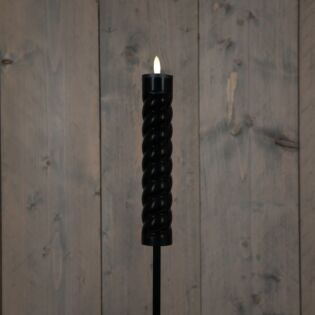 Fakkel Swirl 3D solar met lont zwart op steker L 76 cm