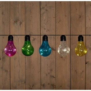 Solar partylights feestverlichting 10 led multi met steker en clip
