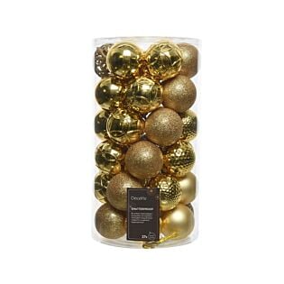 Kerstballen mix goud kunststof Ø 6 cm set van 37 - Decoris