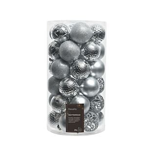 Kerstballen mix zilver kunststof Ø 6 cm set van 37 - Decoris