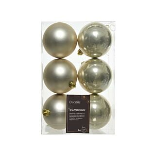 Kerstballen parel kunststof Ø 8 cm set van 6 - Decoris