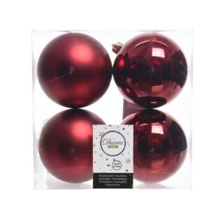 Shatterproof Plain Baubles Sh-Matt Dark Red 4 pcs