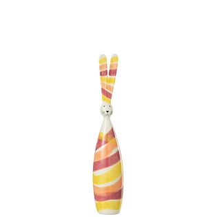 Decoratie konijn lijnen multi 36 cm 