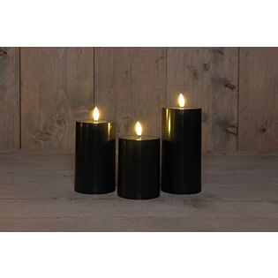 Kaars voor 3D buiten zwart 12,5 cm - 3 stuks