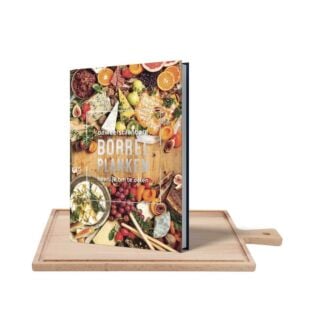 Set steakplank puur hout + kookboek 'Borrelplanken'