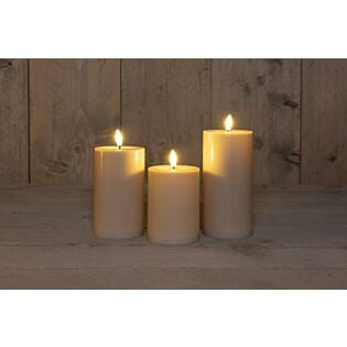 Kaars 3D voor buiten taupe 12,5 cm - 3 stuks