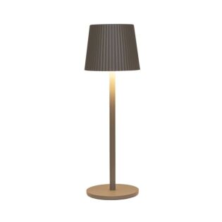 Tafellamp ribbel warm wit LED draadloos taupe 9 cm