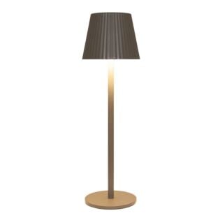Tafellamp ribbel warm wit LED draadloos taupe L 11 cm