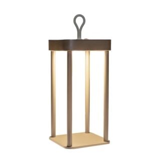 Lantaarn warm wit LED draadloos taupe L 12 cm
