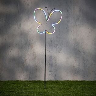 Neon light tuinsteker vlinder multicolour led IP44 battery operated 82,5 cm - Luca Lighting
