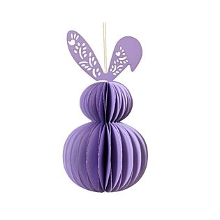 Decoratiehanger konijn lila papier 12 cm