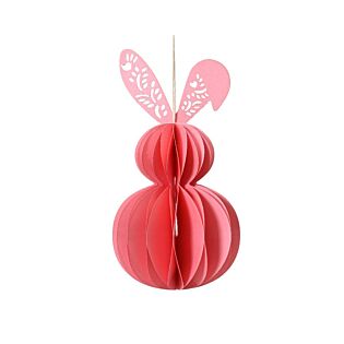Decoratiehanger konijn roze papier 38 cm