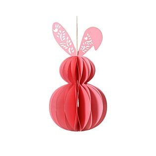 Decoratiehanger konijn roze papier 20 cm