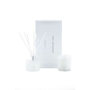Giftset geurkaars en geurstokjes fresh linnen - Ted Sparks