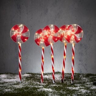 Tuinsteker lolly 75 led rood 5 stuks 58 cm - Luca Lighting
