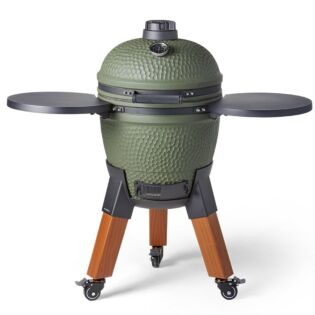 Moddern Kamado groen inclusief zijtafels & wood-look poten
