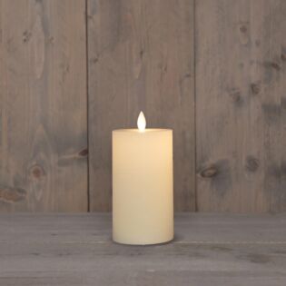 Stompkaars rustiek wax LED oplaadbaar wit 12,5 x 7,5 cm - Anna's Collection