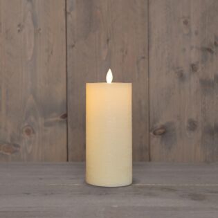 Stompkaars rustiek wax LED oplaadbaar ivoor 15 x 7,5 cm - Anna's Collection
