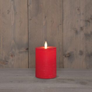 Stompkaars rustiek wax LED oplaadbaar rood 10 x 7,5 cm - Anna's Collection