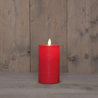 Stompkaars rustiek wax LED oplaadbaar rood 12,5 x 7,5 cm - Anna's Collection