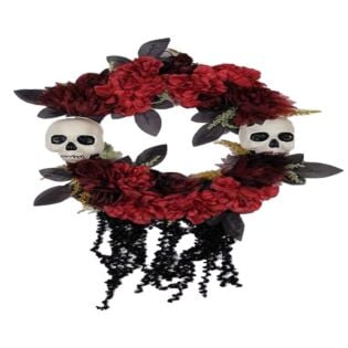 Halloween krans LaCatrina zwart rood