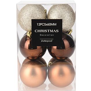 Kerstballen amber Ø 6 cm set van 12 stuks