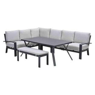 Loungeset Rondo carbon black valley sand 6-delig - Garden Impressions