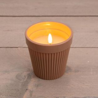 Buitenkaars pot 3D vlam kunststof terra 11 cm