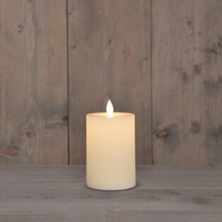 Stompkaars rustiek wax LED oplaadbaar wit 10 x 7,5 cm - Anna's Collection