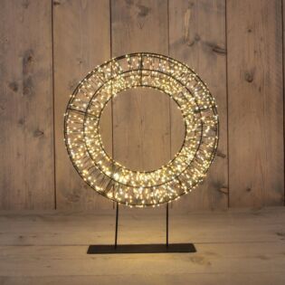 Kerstkrans 1200LED Metaal Zwart 36 cm