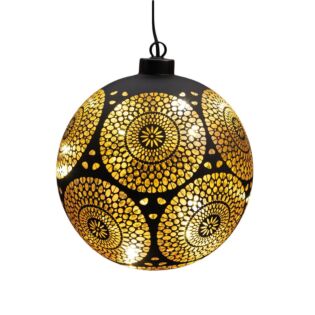 Kersthanger bal glas Marrakech zwart/goud 15 cm - Anna&rsquo;s Collection