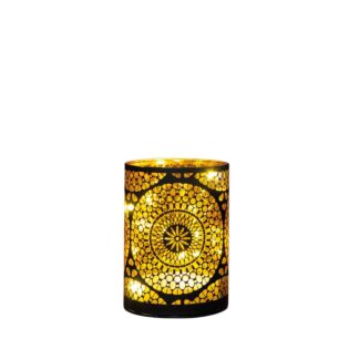 Glazen cilinder Marrakech zwart/goud 12 cm - Anna&rsquo;s Collection