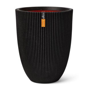 Bloempot Vase elegant laag groove zwart - Capi