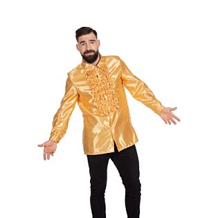 Ruchesblouse satijn goud 